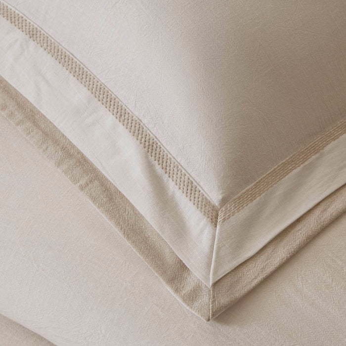 Linen Blend - King/California King Duvet Cover Set - White/Gold - Simple Home Plus