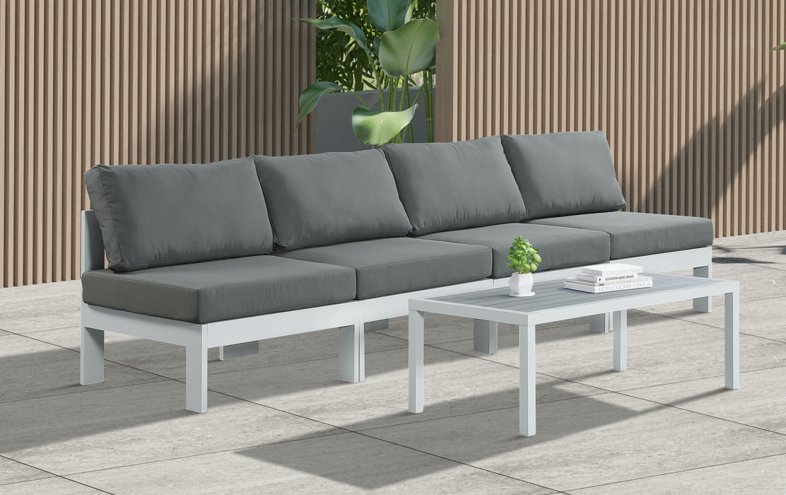 Nizuc - Outdoor Patio 4 Seat Armless Modular Sofa With White Frame - Simple Home Plus