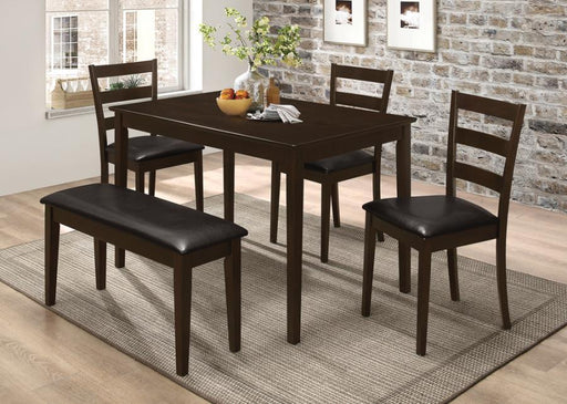 Guillen - 5 Piece Dining Set With Bench - Cappuccino And Dark Brown - Simple Home Plus