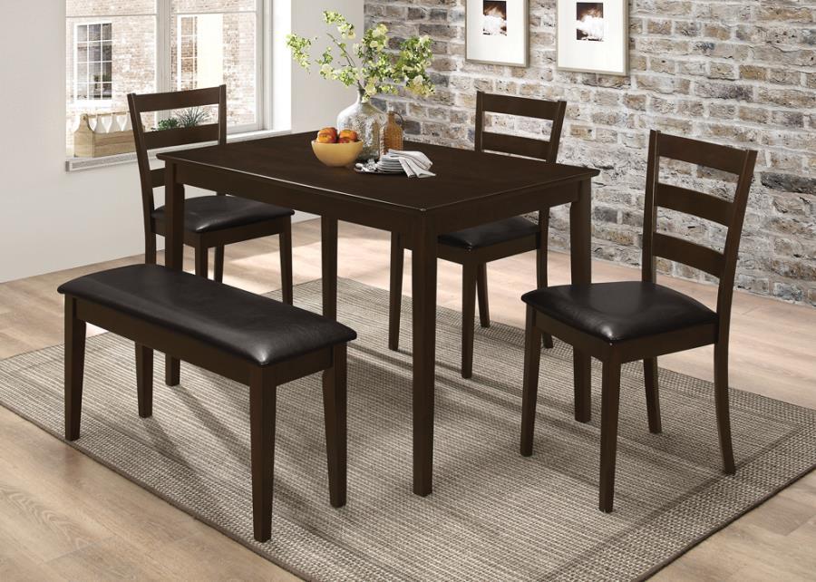 Guillen - 5 Piece Rectangular Dining Table Set - Cappuccino - Simple Home Plus