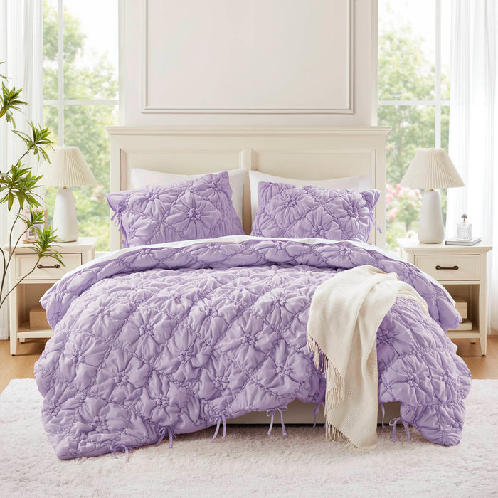Lily - King 3 Piece Comforter Set - Purple - Simple Home Plus