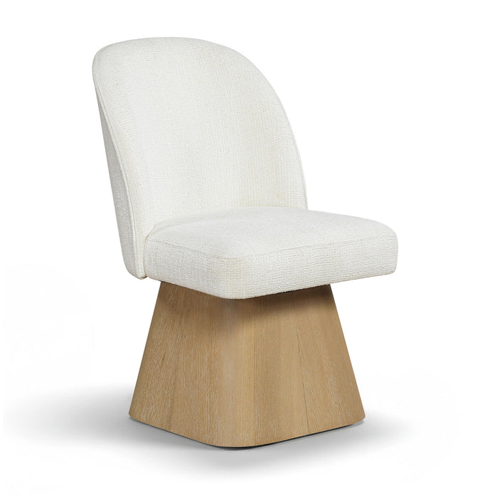Marlowe - Linen Textured Fabric Upholstered Swivel Dining Side Chair - Stained Natural - Simple Home Plus
