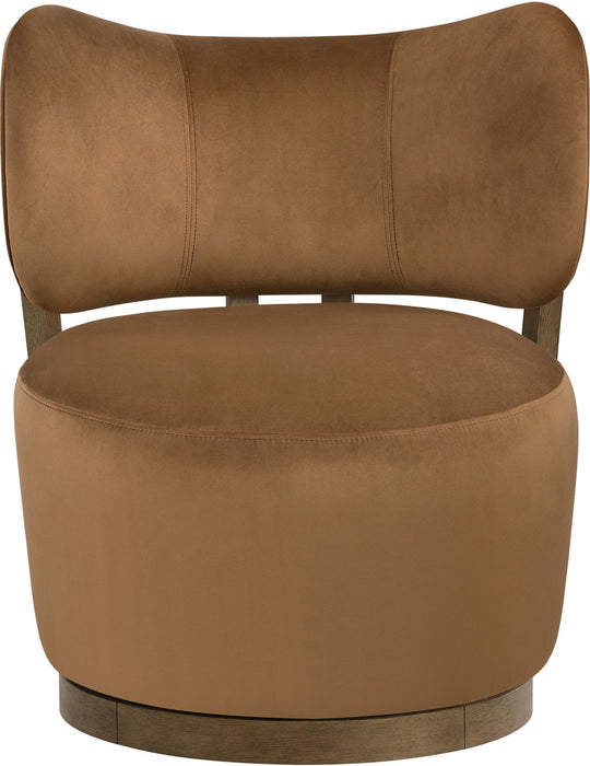 Elara - Velvet Upholstered Swivel Accent Chair - Stained Brown - Simple Home Plus