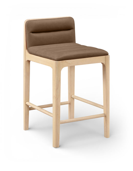 Ellis - Vegan Leather Upholstered Counter Stool (Set of 2) - Natural Base - Simple Home Plus