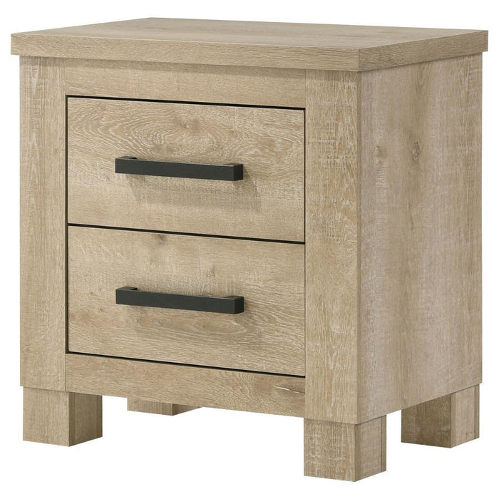 Oakglen - 2-Drawer Nightstand Bedside Table - Weathered Oak - Simple Home Plus