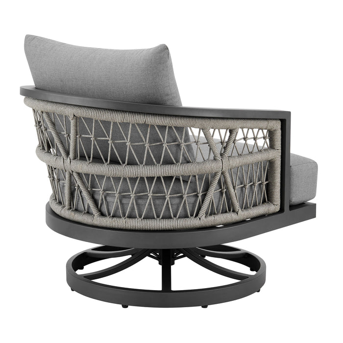 Zella - 3 Piece Outdoor Patio Swivel Seating Set - Light Gray - Simple Home Plus