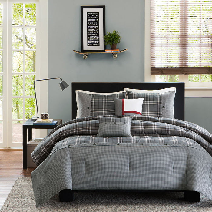 Daryl - Twin Comforter Set - Gray - Simple Home Plus