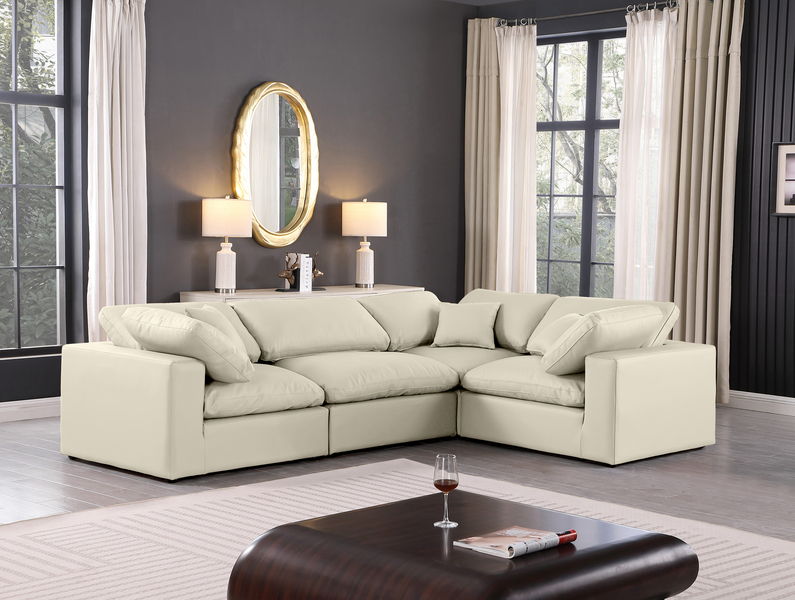 Comfy - 4 Piece Faux Leather Modular Sectional