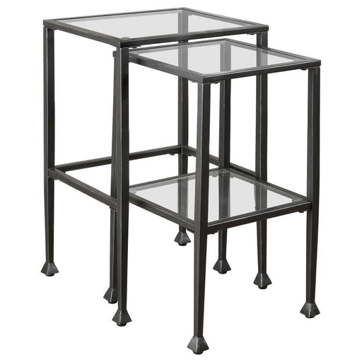 Leilani - 2 Piece Glass Top Nesting Table Set - Black - Simple Home Plus