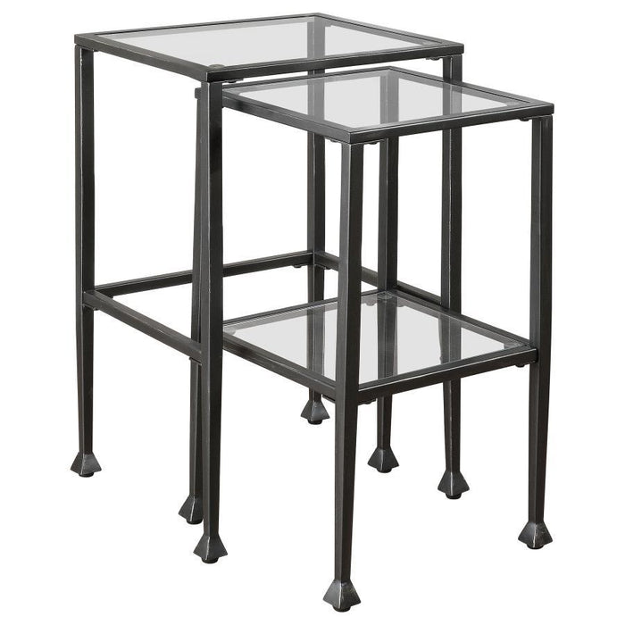Leilani - 2 Piece Glass Top Nesting Table Set - Black - Simple Home Plus