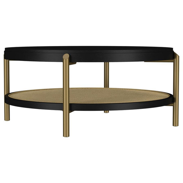 Arini - Round Coffee Table With Storage Shelf - Simple Home Plus