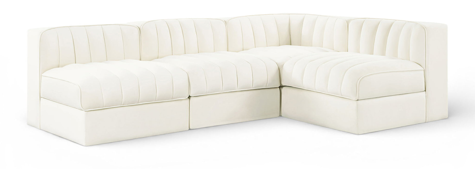 Rummi - Armless Velvet Performance Fabric Upholstered 4 Piece Modular Sectional - Simple Home Plus
