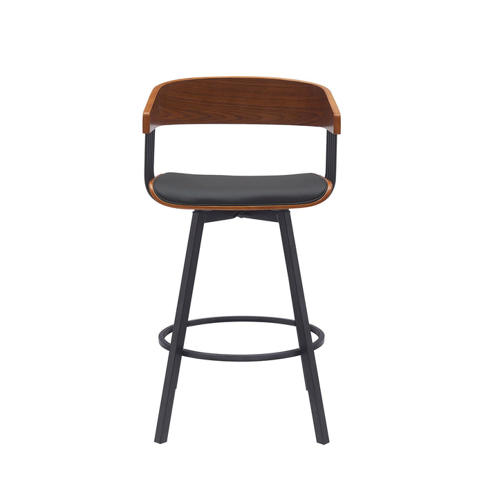 Athena - Swivel Walnut Metal Stool - Simple Home Plus