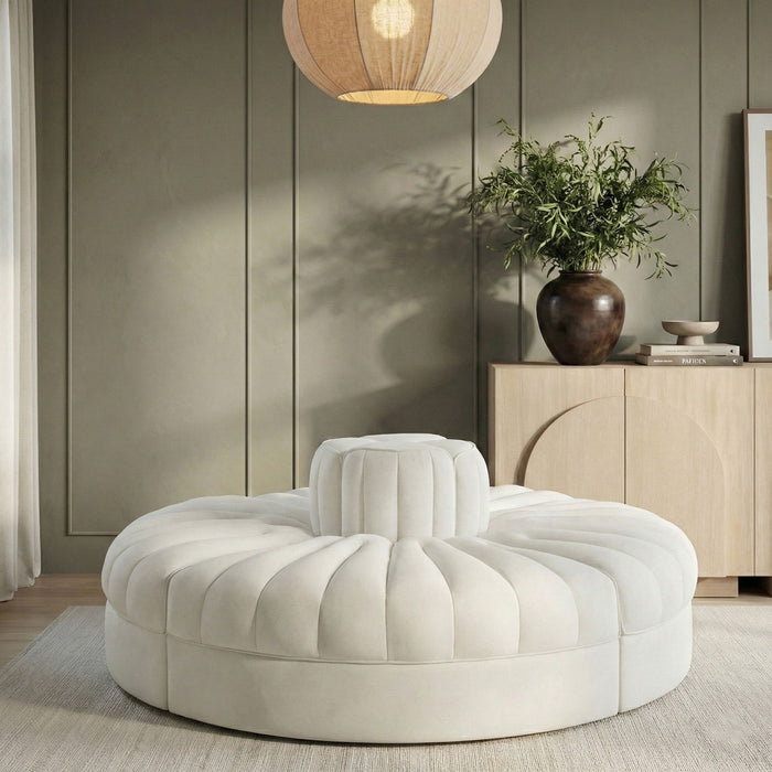 Rummi - Round Velvet Performance Fabric Upholstered 4 Piece Modular Sofa - Simple Home Plus