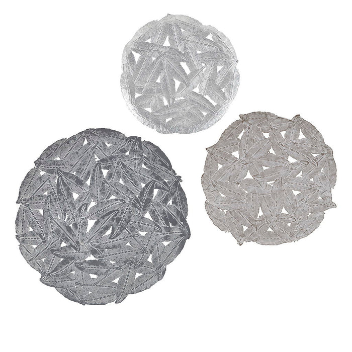 Rossi - Feather Painted Round Wall Decor (Set of 3) - Gray - Simple Home Plus