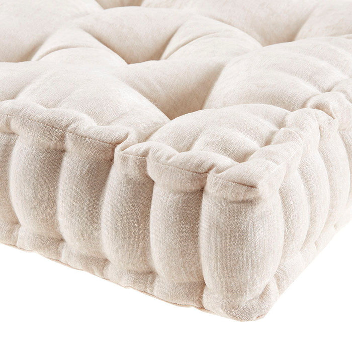 Azza - Poly Chenille Square Floor Pillow Cushion Compress Pack - Ivory