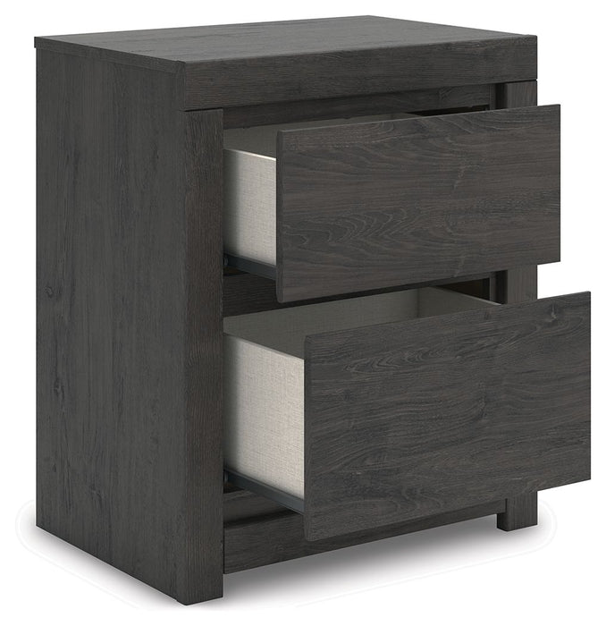 Fraluna - Charcoal - Two Drawer Night Stand - Simple Home Plus