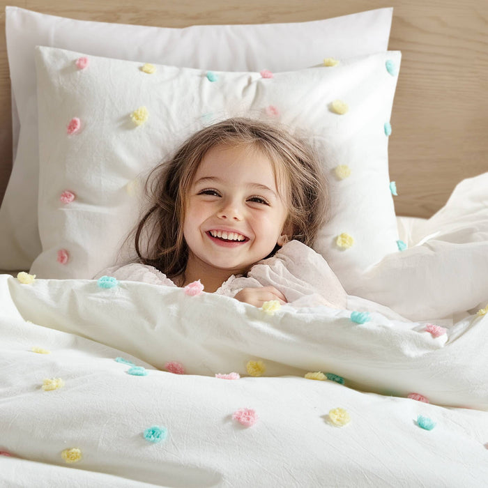 Callie - Twin Pom Pom Comforter Set - Multi - Simple Home Plus
