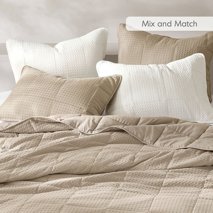 Mina - Full/Queen Waffle Weave Textured Quilt Set - White - Simple Home Plus