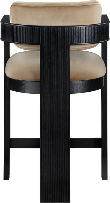 Sacha - Velvet Stool With Black Base - Simple Home Plus