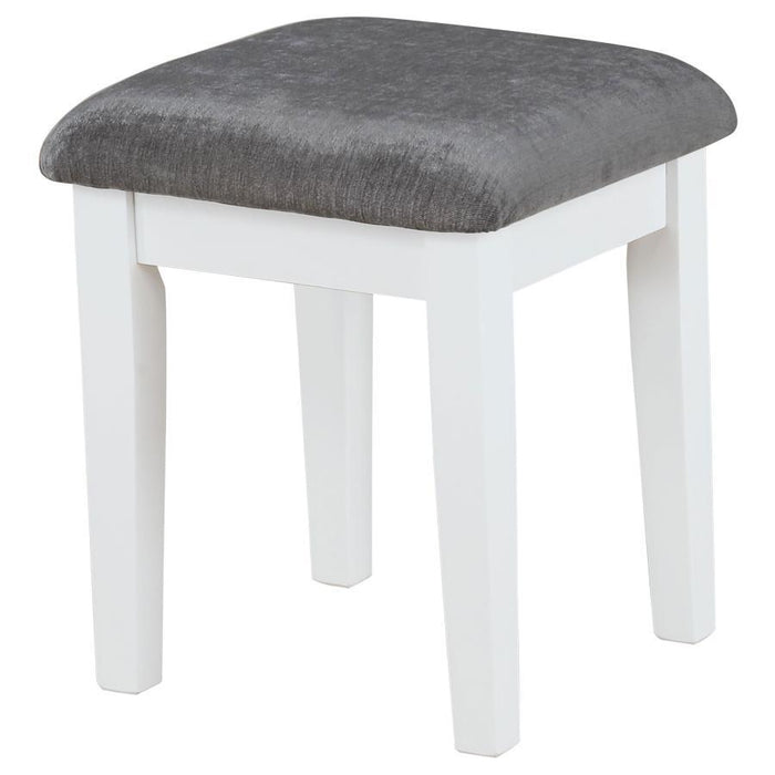 Elijah - Vanity Set With Lighting & Stool - White And Dark Gray - Simple Home Plus