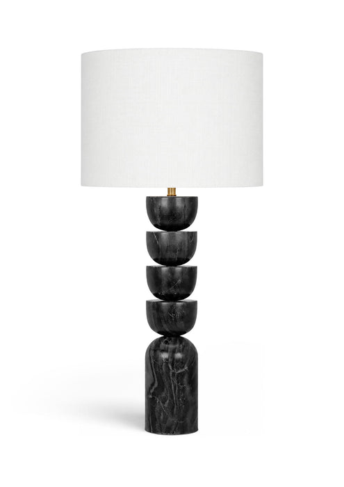 Opus - Genuine Marble, Linen Textured Fabric And Brass Table Lamp - Simple Home Plus