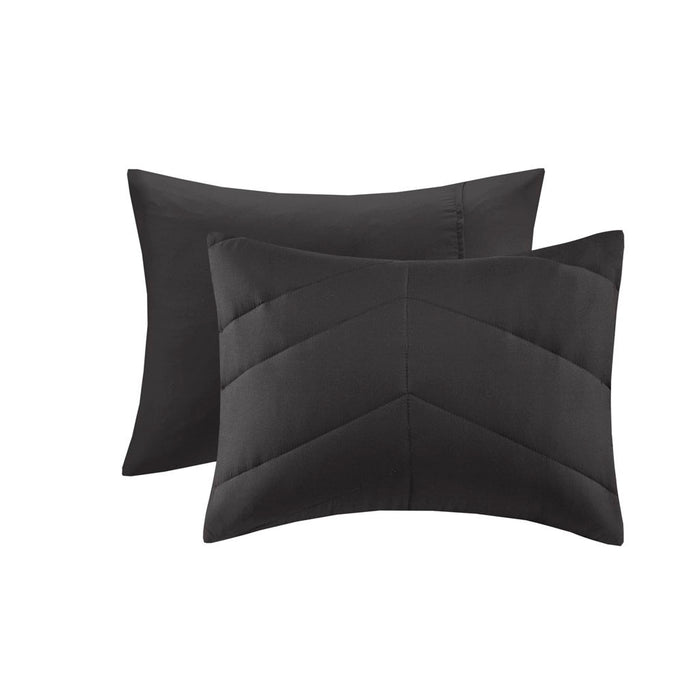 Remy - Quilted Chevron Twin Comforter Set - Black - Simple Home Plus