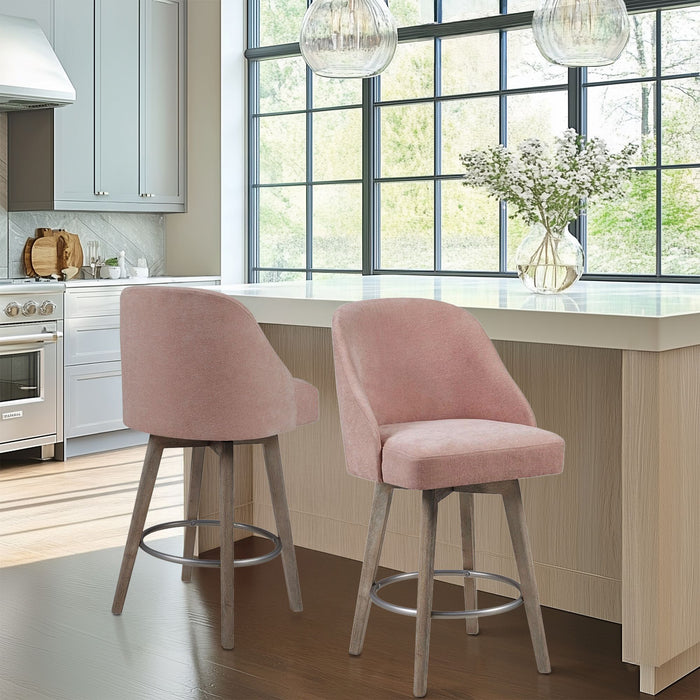 Pearce - Counter Stool With Swivel Seat - Pink - Simple Home Plus