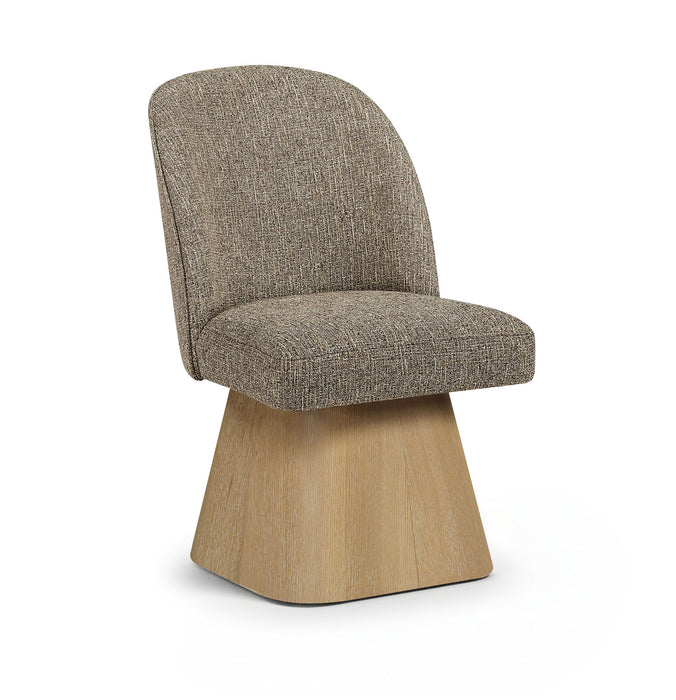 Marlowe - Linen Textured Fabric Upholstered Swivel Dining Side Chair - Stained Natural - Simple Home Plus