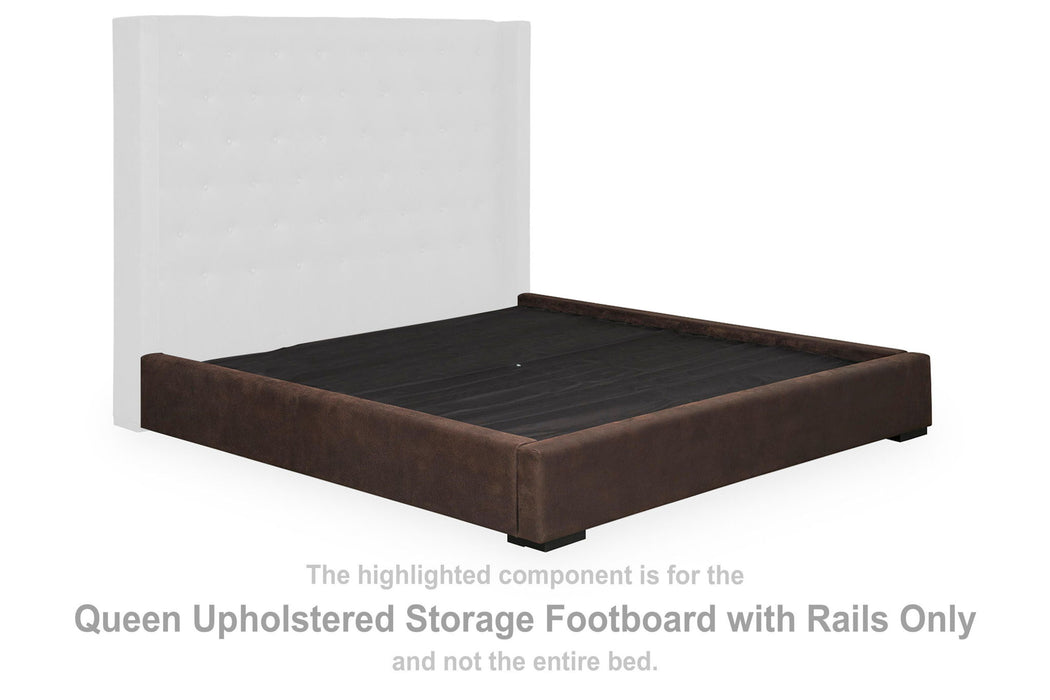 Lavernty - Queen Upholstered Storage Footboard/Rails - Coffee