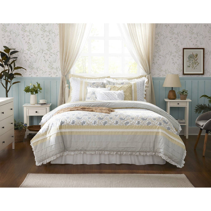 Dawn - California King 9 Piece Comforter Set - Yellow - Simple Home Plus