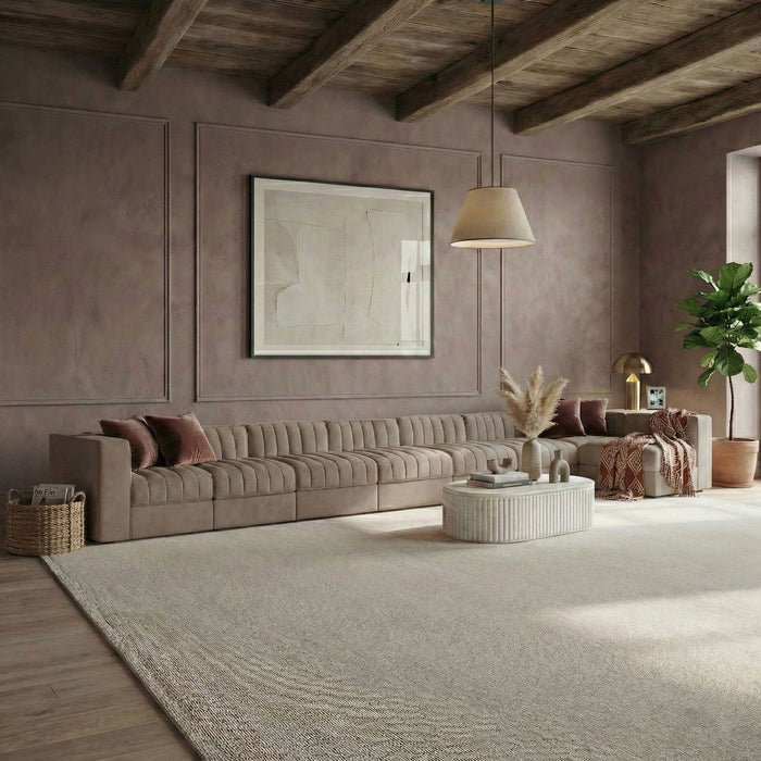 Rummi - Velvet Performance Fabric Upholstered 8 Piece Modular Sectional, L-Shaped (Right) - Simple Home Plus