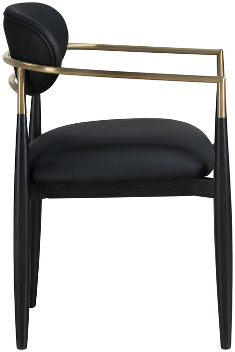 Riccio - Faux Leather Dining Arm Chair (Set of 2) - Black And Gold Frame - Simple Home Plus