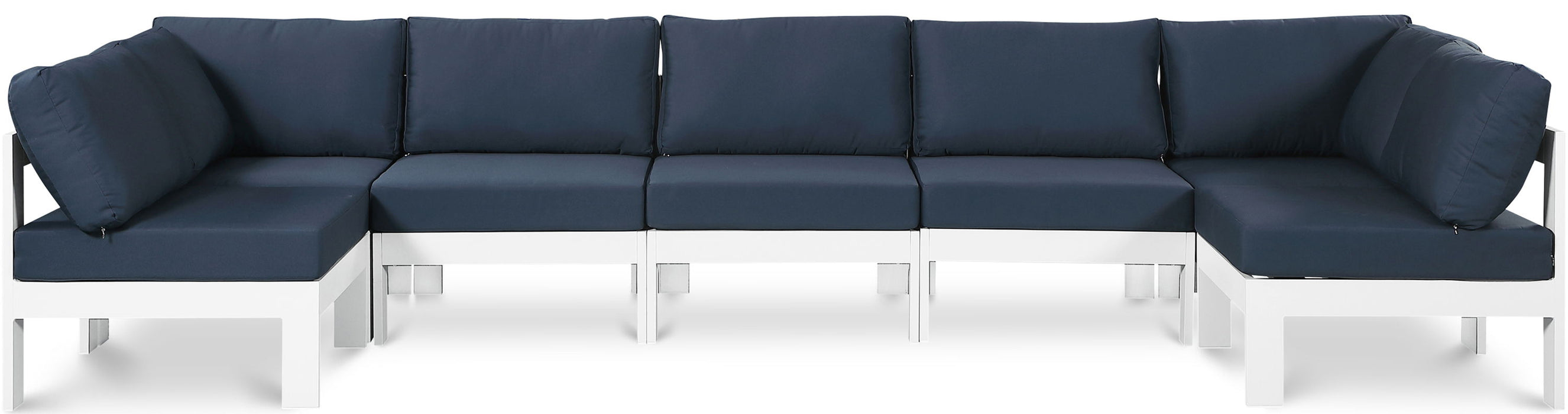 Nizuc - Outdoor Patio 7 Piece Modular Sectional With White Frame - Simple Home Plus