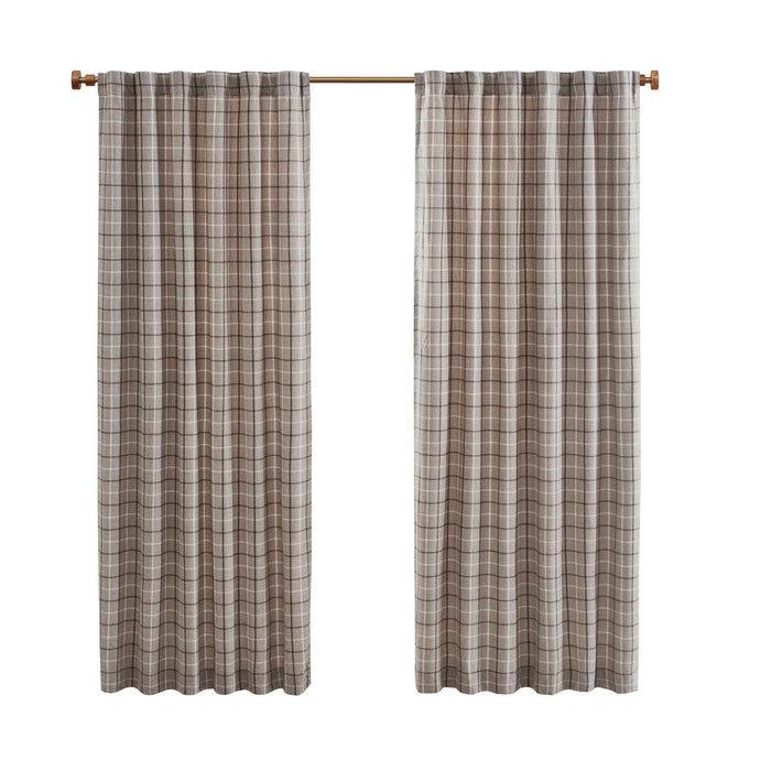 Anaheim - 50x63" Plaid Rod Pocket And Back Tab Curtain Panel With Fleece Lining - Brown - Simple Home Plus