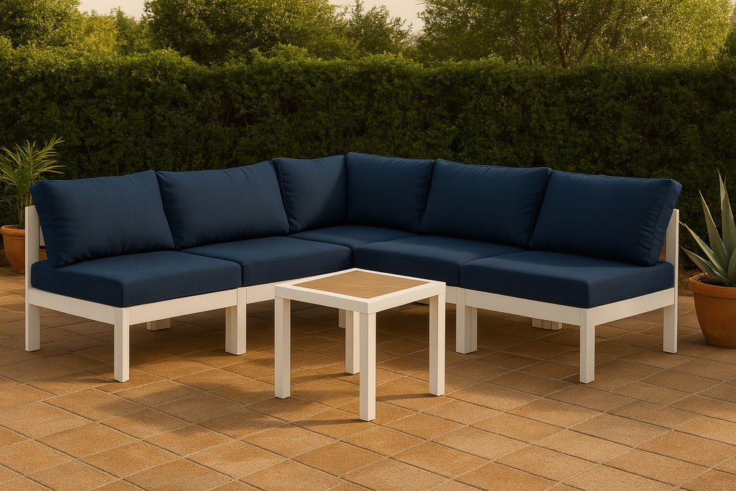 Nizuc - Outdoor Patio 5 Piece Modular Sectional With White Frame - Simple Home Plus