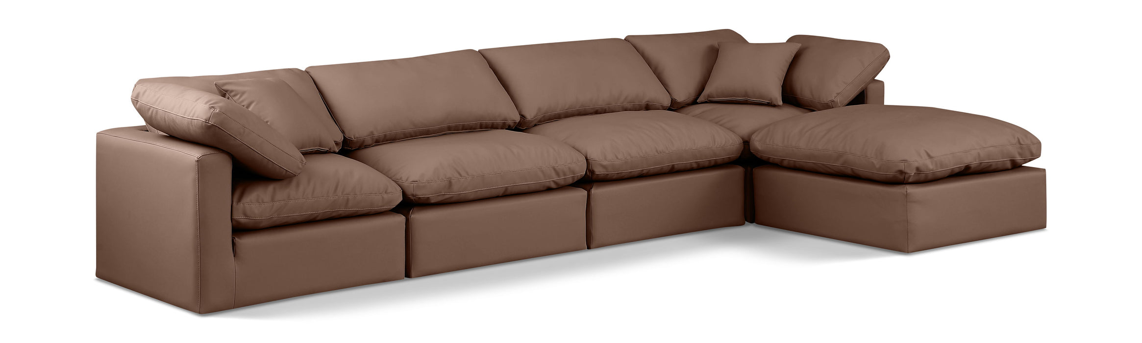 Indulge - Faux Leather 5 Piece Modular Sectional With Chaise - Simple Home Plus
