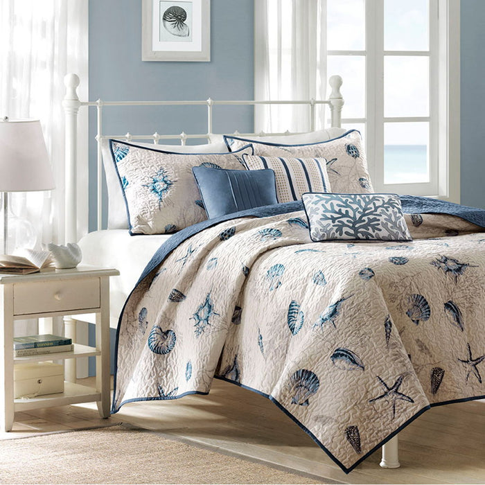 Bayside - King Reversible Coverlet Set - Blue - Simple Home Plus