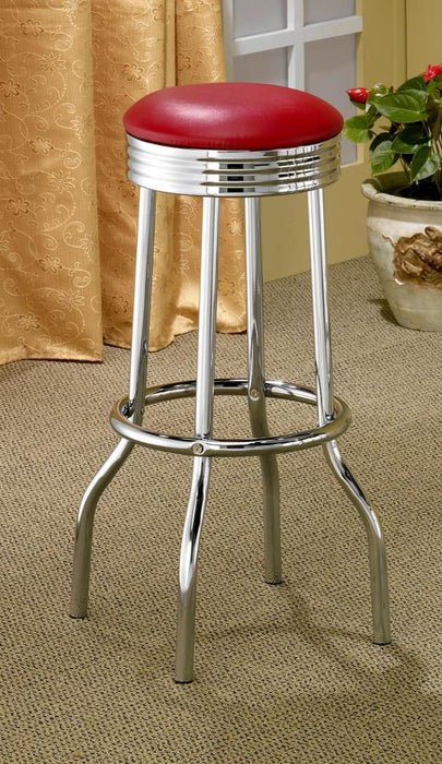 Retro - Upholstered Metal Swivel Bar Stool (Set of 2) - Simple Home Plus