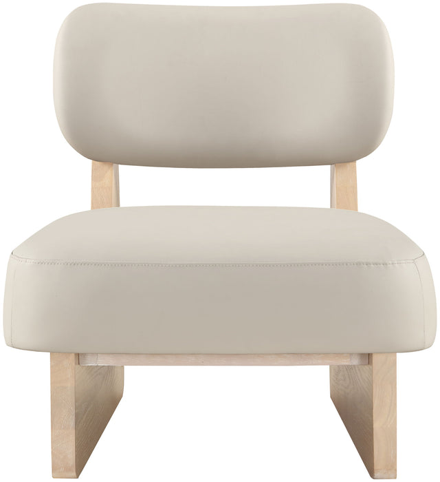 Vetra - Vegan Leather Upholstered Accent Chair With Natural Base - Simple Home Plus