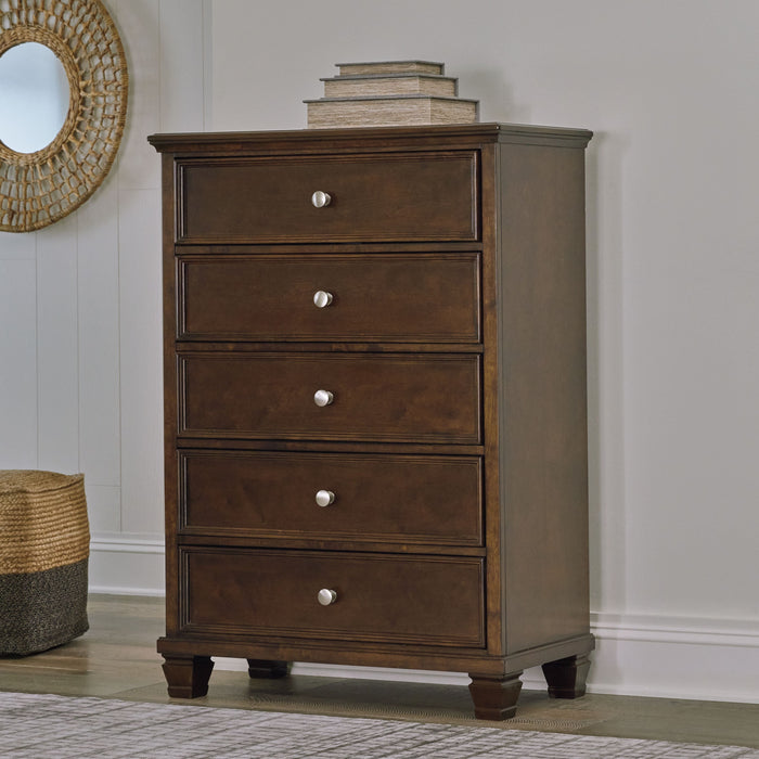 Danabrin - Brown - Five Drawer Chest - Simple Home Plus