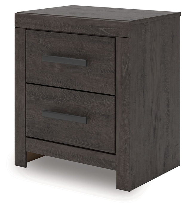 Prendonea - Charcoal - Two Drawer Night Stand - Simple Home Plus