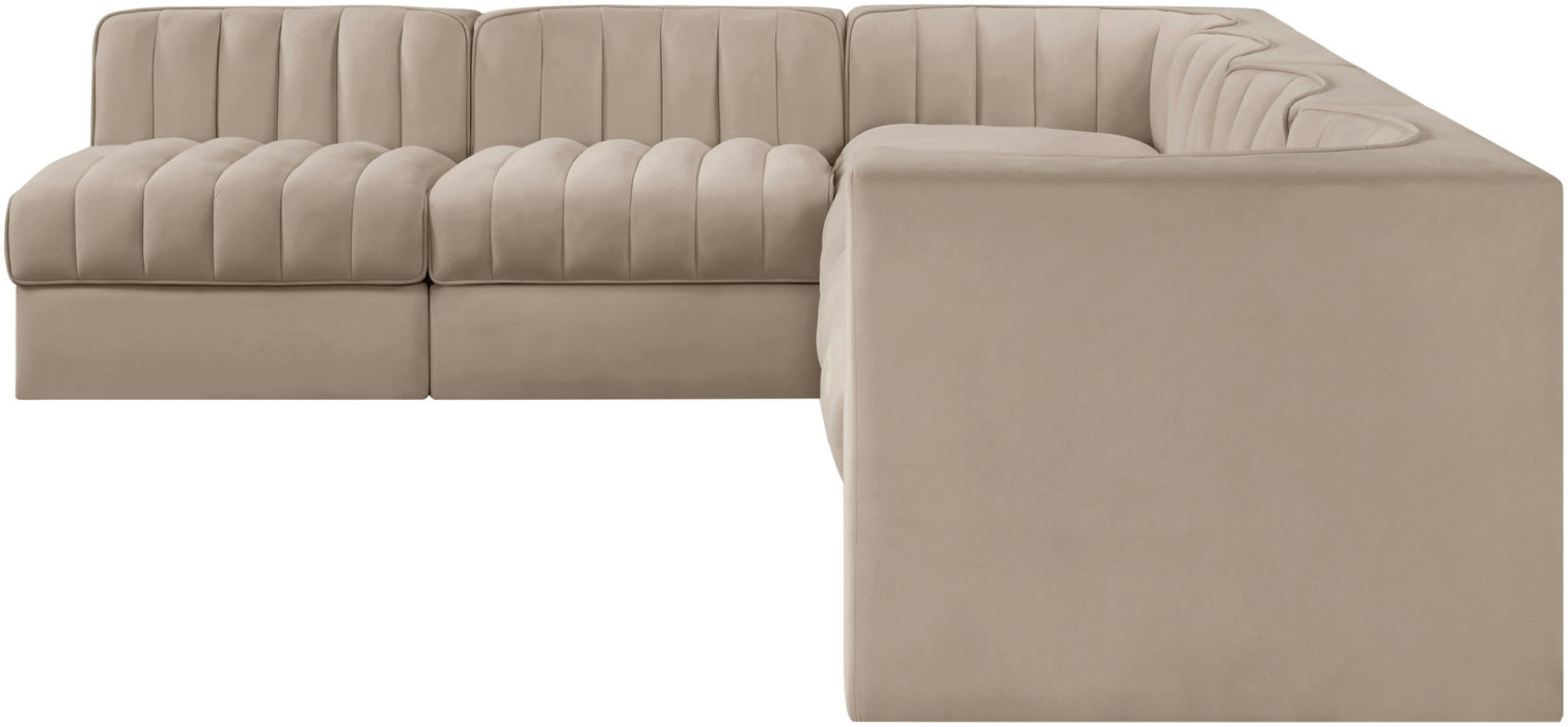 Rummi - Velvet Performance Fabric Upholstered 6 Piece Modular Sectional - Simple Home Plus