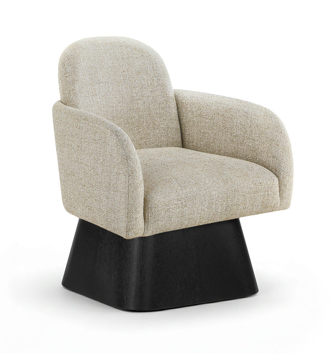 Marlowe - Linen Textured Fabric Upholstered Swivel Accent Chair - Stained Black - Simple Home Plus