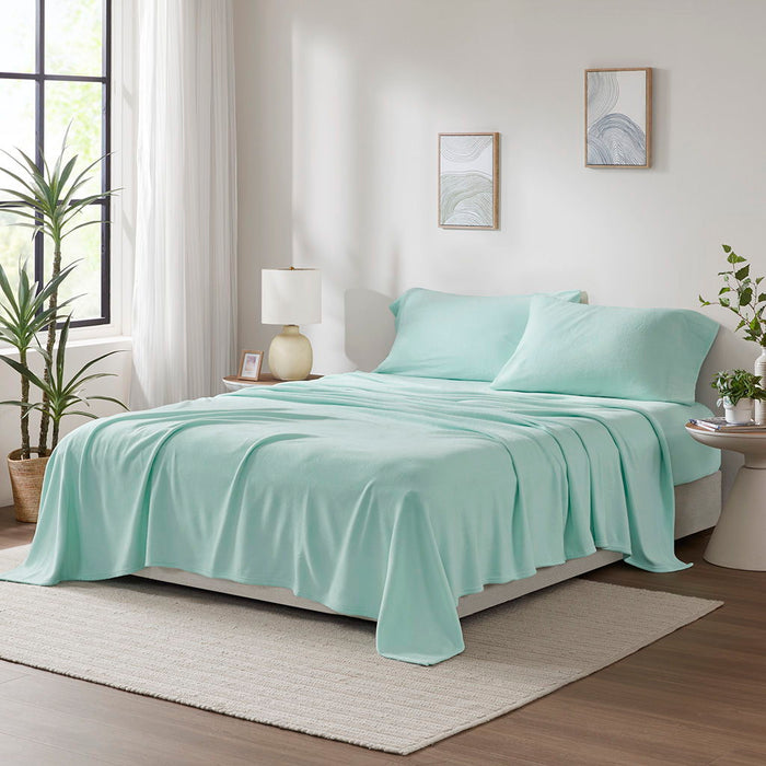 Micro Fleece - 4 Piece Full Sheet Set - Aqua - Simple Home Plus