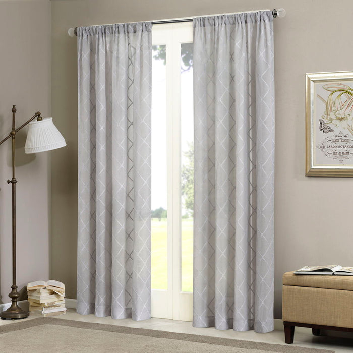 Irina - Diamond Sheer Window Curtain - Gray - Simple Home Plus
