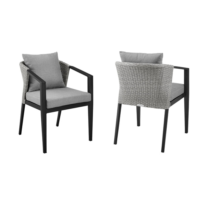 Palma - Outdoor Patio Dining Chairs In Aluminum And Wicker With Gray Cushions - (Set Of 2) - Simple Home Plus