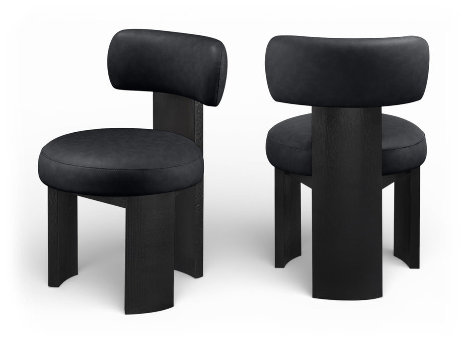 Atelier - Vegan Leather Upholstered Dining Chair (Set of 2) - Black Frame - Simple Home Plus