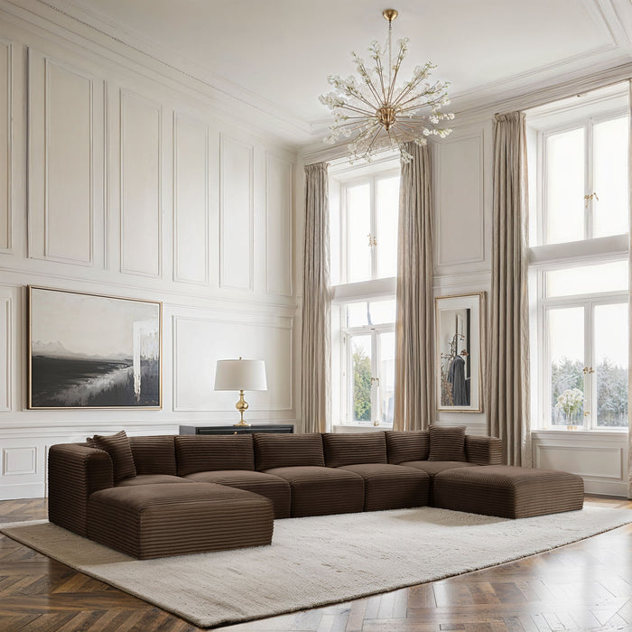 Shaggy - 7 Piece Modular Sectional With 2 Ottomans - Simple Home Plus
