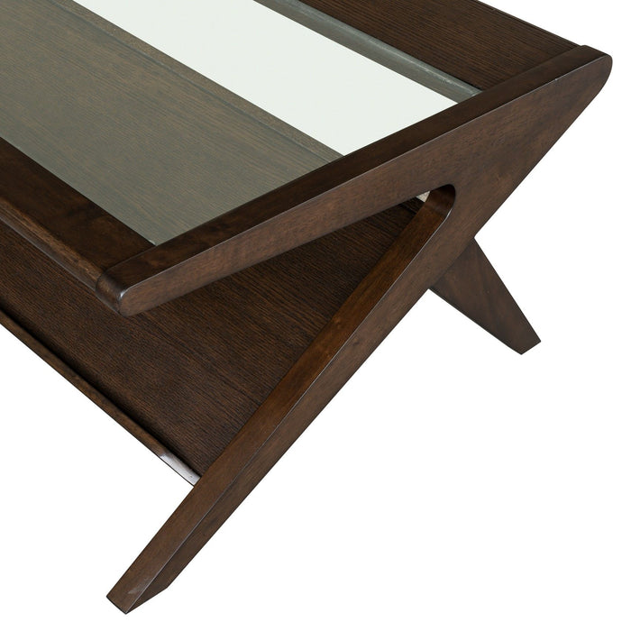 Rocket - & Tempered Glass Coffee Table - Morocco Brown - Simple Home Plus